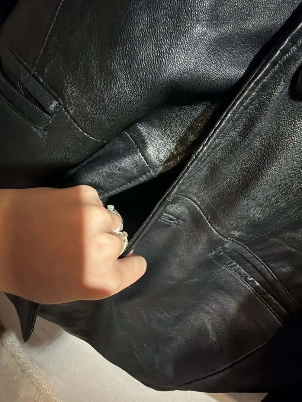 J. Ferrar Men's Black Genuine Lambskin Leather Jacket Blazer Coat Medium